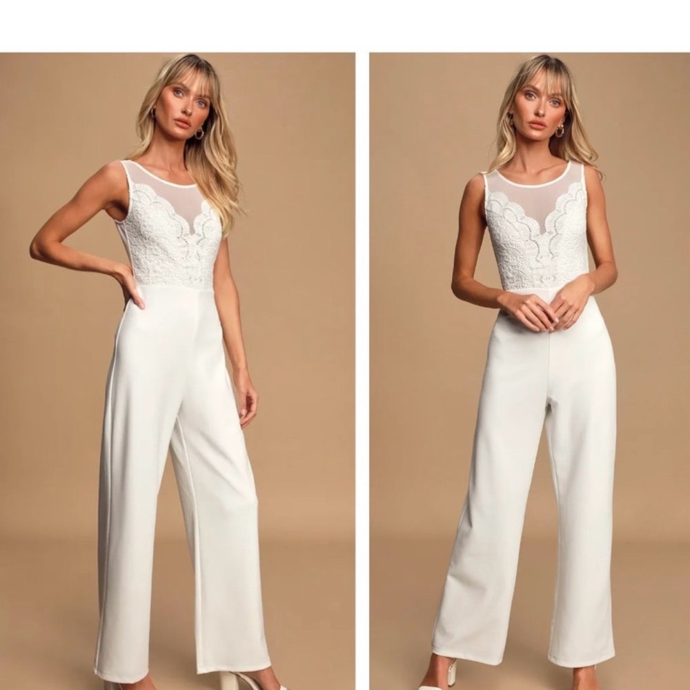 Lulu's Ivory Lace Jumpsuit